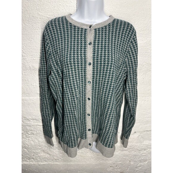 Christopher & Banks Houndstooth Preppy Sweater Cardigan Fall/ Christmas - Picture 1 of 8